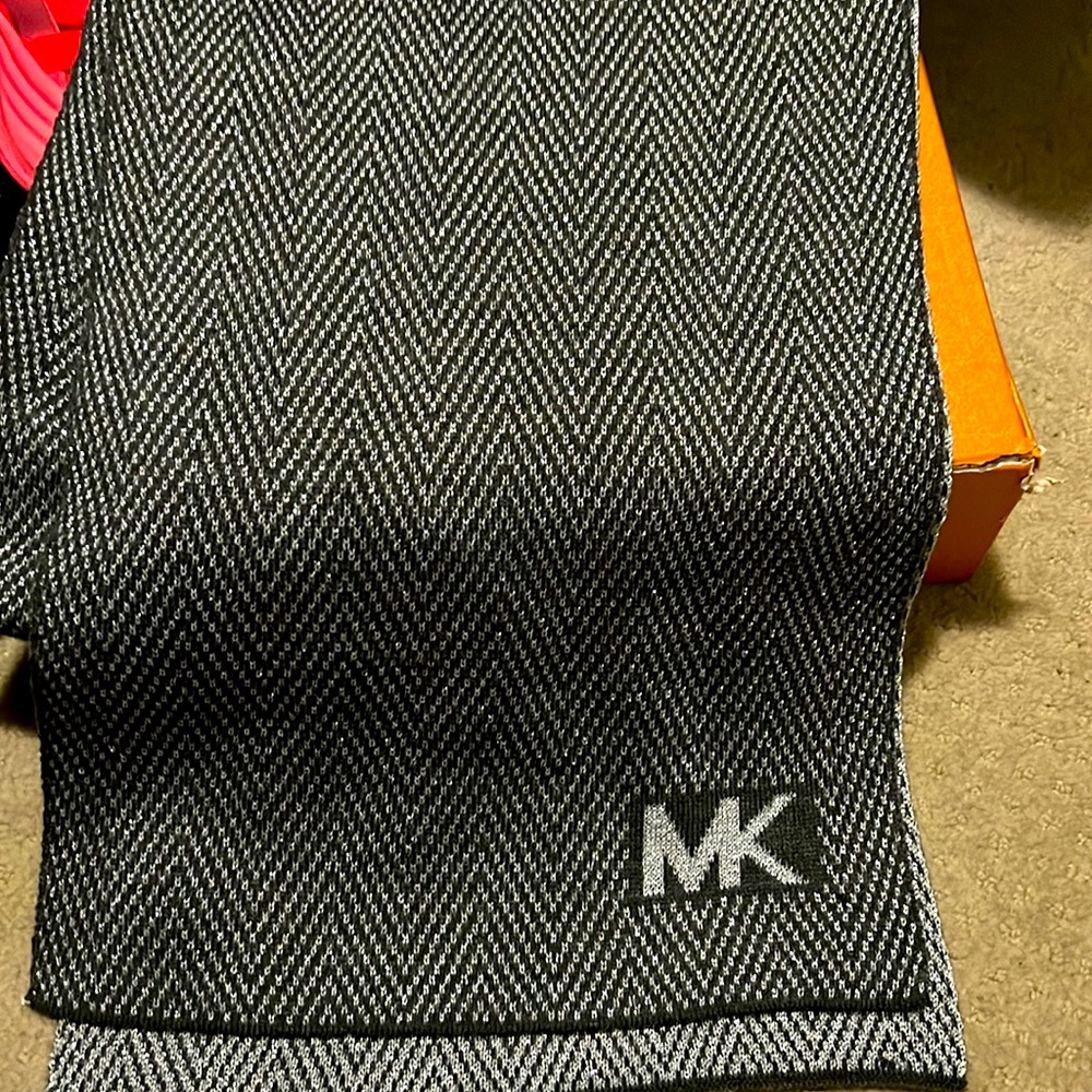 Michael Kors silver and gray metallic scarf